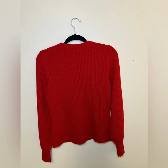Tory Burch Red Kennedy Shaker Stitch Sweater - Picture 4 of 7